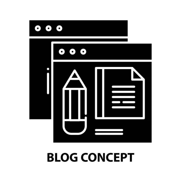 Blog concept icoon, zwarte vector teken met bewerkbare slagen, concept illustratie — Stockvector