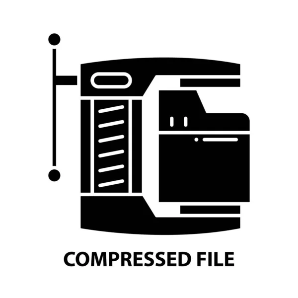 Icona del file compresso, segno vettoriale nero con tratti modificabili, illustrazione concettuale — Vettoriale Stock