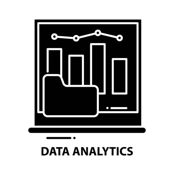 データ分析アイコン編集可能なストロークの黒いベクトル記号コンセプトイラスト — ストックベクタ