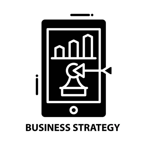 Icona simbolo di strategia aziendale, segno vettoriale nero con tratti modificabili, illustrazione concettuale — Vettoriale Stock