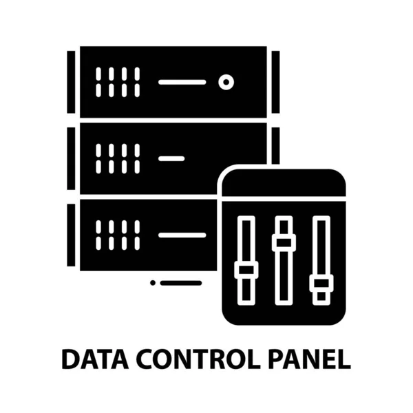 Icona del pannello di controllo dati, segno vettoriale nero con tratti modificabili, illustrazione concettuale — Vettoriale Stock