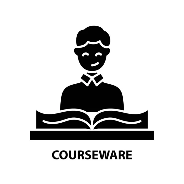 Icona courseware, segno vettoriale nero con tratti modificabili, illustrazione concettuale — Vettoriale Stock