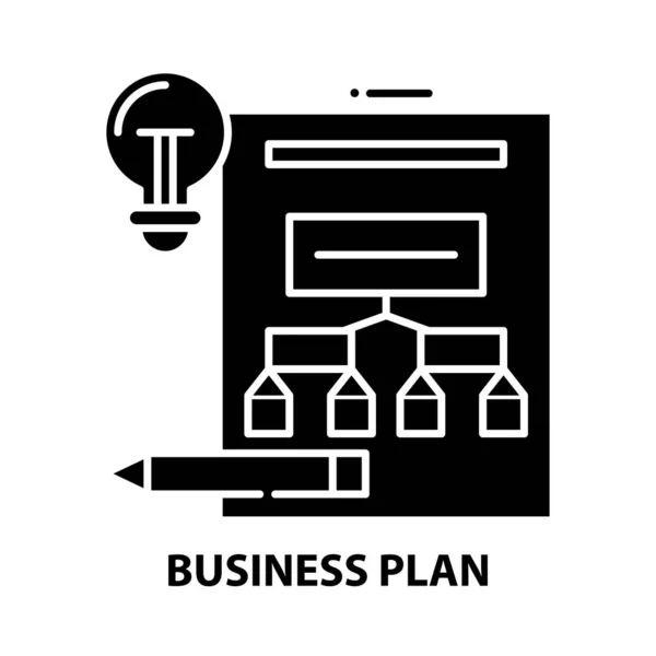 Icona del business plan, segno vettoriale nero con tratti modificabili, illustrazione concettuale — Vettoriale Stock