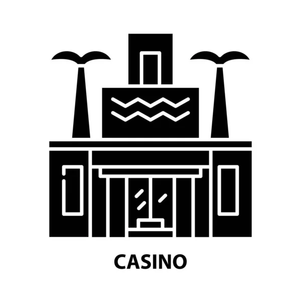 Casino icoon, zwart vectorbord met aanpasbare slagen, concept illustratie — Stockvector