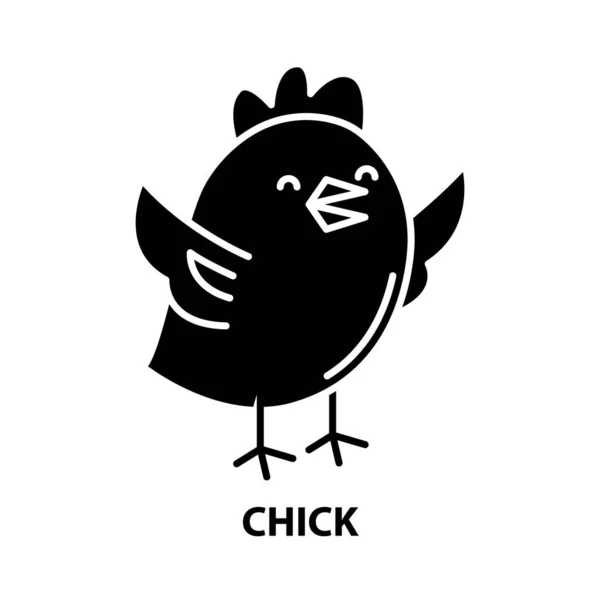 Ikona kuřátko, černá vektorová značka s upravitelnými tahy, koncept ilustrace — Stockový vektor