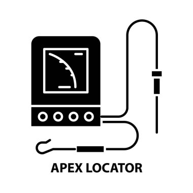 Apex yer bulucu simgesi, düzenlenebilir vuruşları olan siyah vektör işareti, konsept illüstrasyon