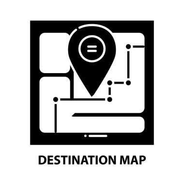 hedef harita simgesi, düzenlenebilir vuruşları olan siyah vektör işareti, konsept illüstrasyon