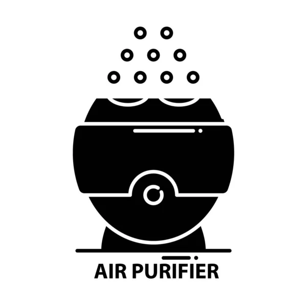 Ikona oczyszczacza powietrza, czarny znak wektora z edytowalnymi pociągnięciami, ilustracja koncepcyjna — Wektor stockowy
