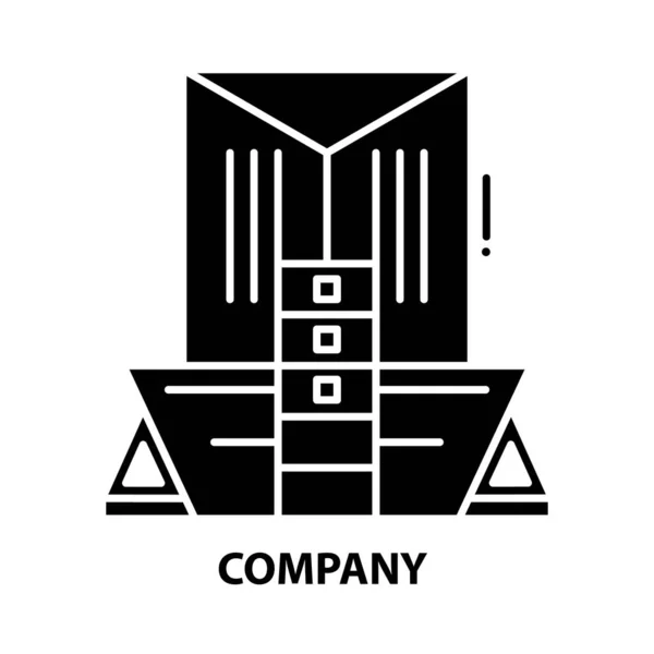 Иконка компании, черный векторный знак с редактируемыми штрихами, концептуальная иллюстрация — стоковый вектор