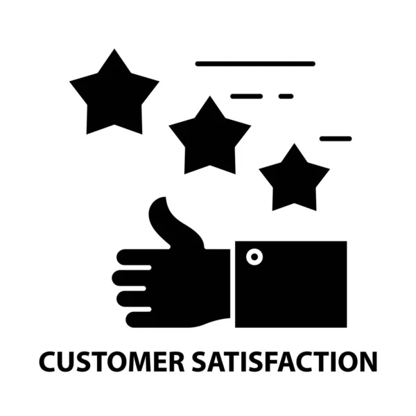 Ícone de símbolo de satisfação do cliente, sinal de vetor preto com traços editáveis, ilustração conceito — Vetor de Stock