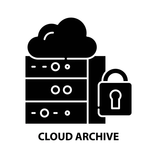 Icona dell'archivio cloud, segno vettoriale nero con tratti modificabili, illustrazione concettuale — Vettoriale Stock