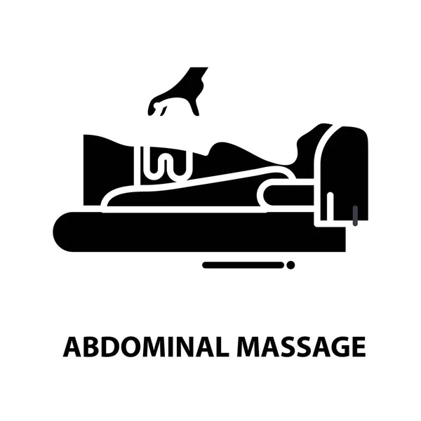 Abdominale massage icoon, zwart vectorteken met bewerkbare slagen, concept illustratie — Stockvector