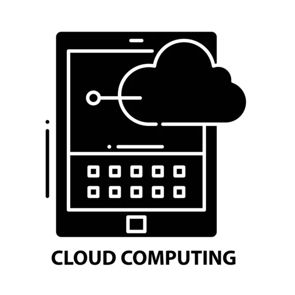 Icono de símbolo de computación en nube, signo de vector negro con trazos editables, ilustración de concepto — Archivo Imágenes Vectoriales