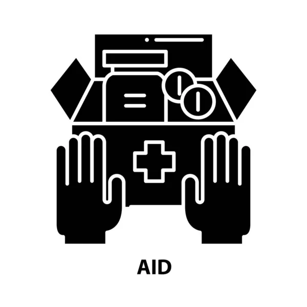 Aid icon, segno vettoriale nero con tratti modificabili, illustrazione concettuale — Vettoriale Stock