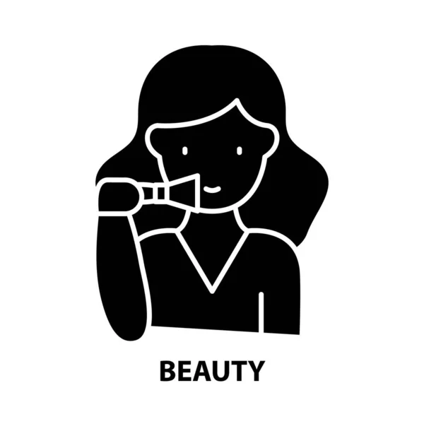 Icono de belleza, signo de vector negro con trazos editables, ilustración conceptual — Vector de stock