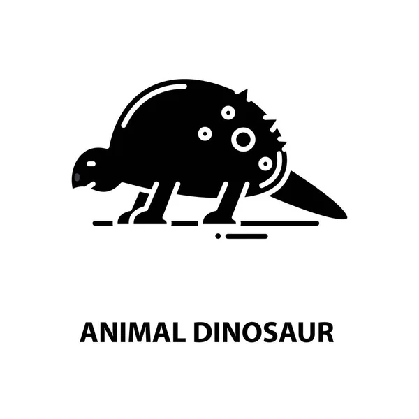 Ikon dinosaurus hewan, tanda vektor hitam dengan goresan yang dapat disunting, ilustrasi konsep - Stok Vektor