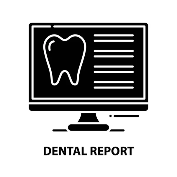 歯のレポートアイコン編集可能なストロークと黒のベクトル記号コンセプトイラスト — ストックベクタ