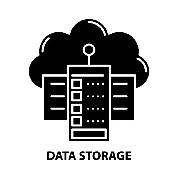 Icône de stockage de données, signe vectoriel noir avec touches modifiables, illustration de concept — Image vectorielle