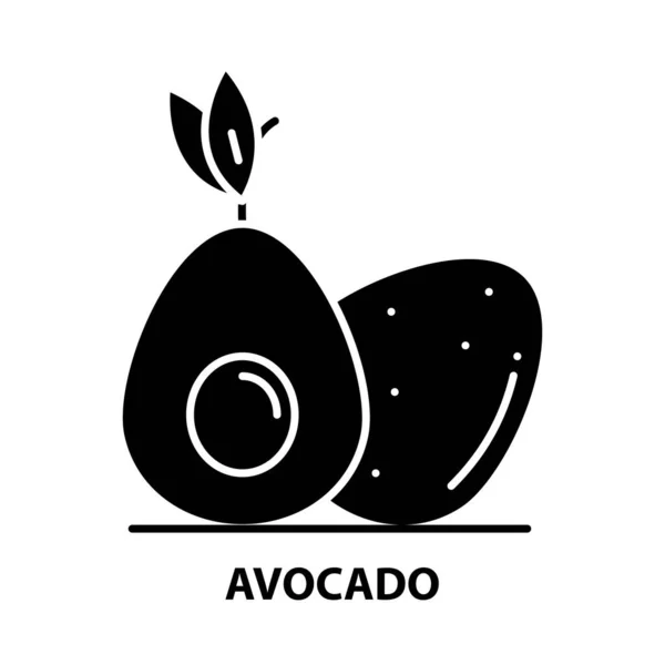 Значок авокадо, черный векторный знак с редактируемыми штрихами, концептуальная иллюстрация — стоковый вектор