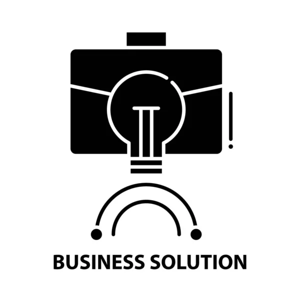 Ícone solução de negócios, sinal vetor preto com traços editáveis, ilustração conceito —  Vetores de Stock