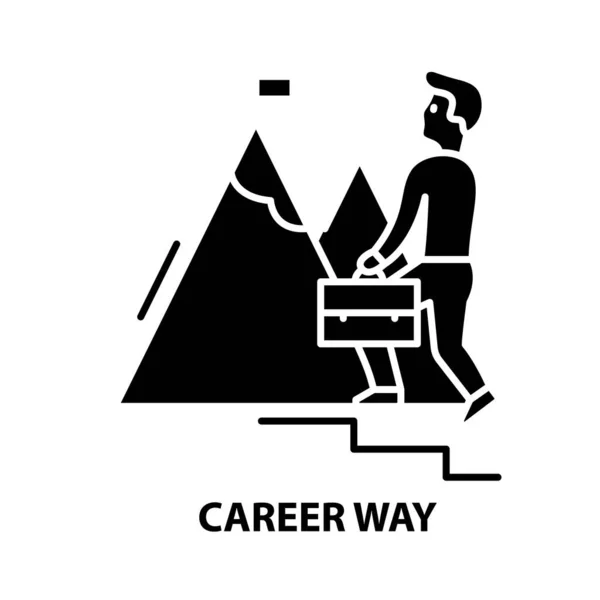 Icône de chemin de carrière, signe vectoriel noir avec touches modifiables, illustration de concept — Image vectorielle
