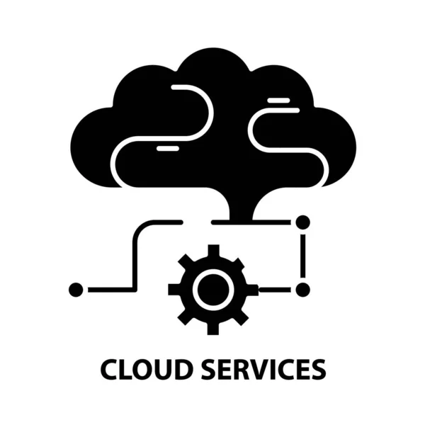 Ikona usług chmurowych, czarny znak wektorowy z edytowalnymi pociągnięciami, ilustracja koncepcyjna — Wektor stockowy