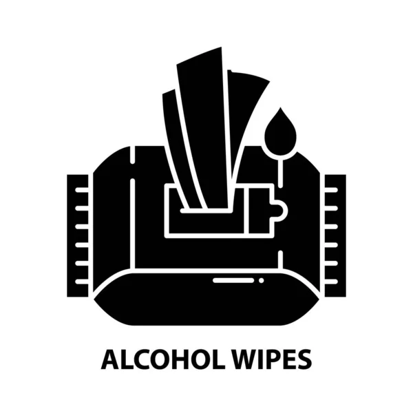 Alcohol wipes icon, black vector sign with editable strokes, concept illustration — Stock Vector