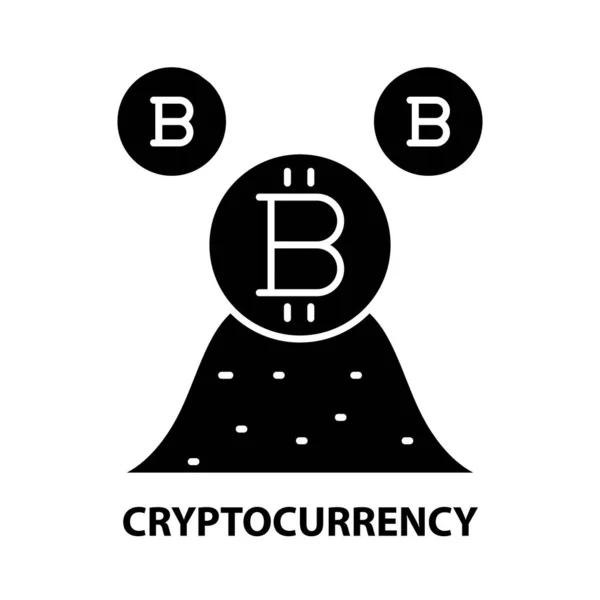 加密货币符号图标，带有可编辑笔划的黑色矢量符号，概念说明 — 图库矢量图片