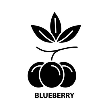 yaban mersini simgesi, düzenlenebilir vuruşlarla siyah vektör işareti, konsept illüstrasyon