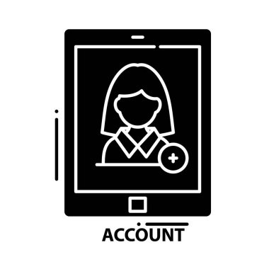 Hesap simgesi, düzenlenebilir vuruşları olan siyah vektör işareti, konsept illüstrasyon