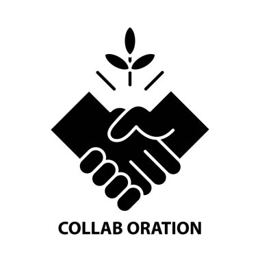 collab oration icon, black vector sign with editable strokes, concept illustration clipart
