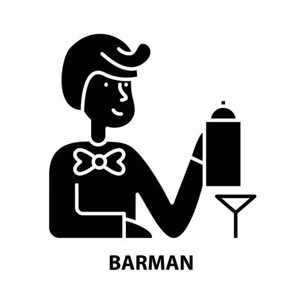 Barmann-Symbol, schwarzes Vektorzeichen mit editierbaren Strichen, Konzeptillustration — Stockvektor