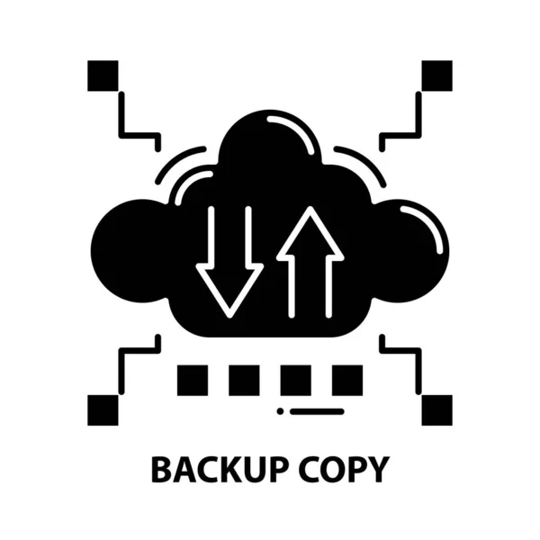 Ícone de cópia de backup, sinal vetorial preto com traços editáveis, ilustração conceito — Vetor de Stock