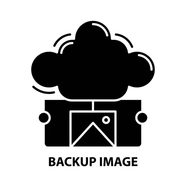 Back-up beeldpictogram, zwart vectorteken met instelbare slagen, conceptillustratie — Stockvector