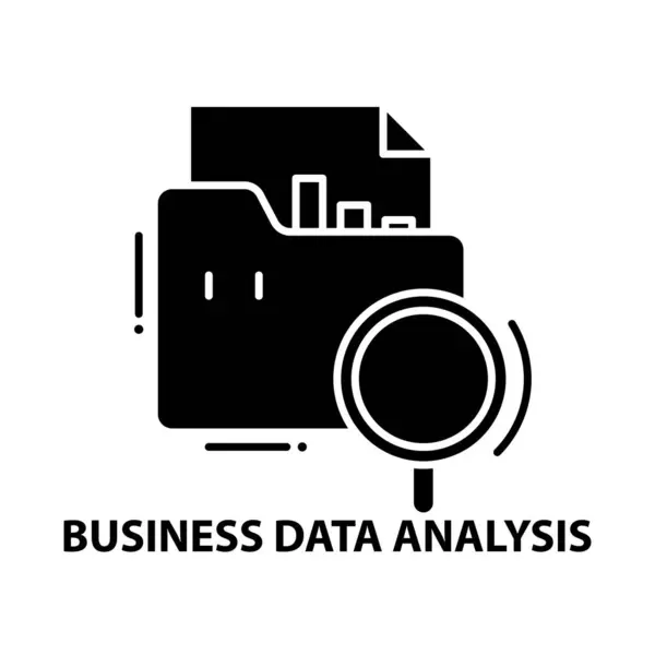 ビジネスデータ分析アイコン編集可能なストロークの黒いベクトル記号コンセプトイラスト — ストックベクタ