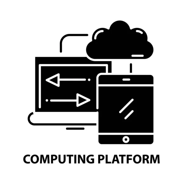 Icône de plate-forme informatique, signe vectoriel noir avec touches modifiables, illustration de concept — Image vectorielle