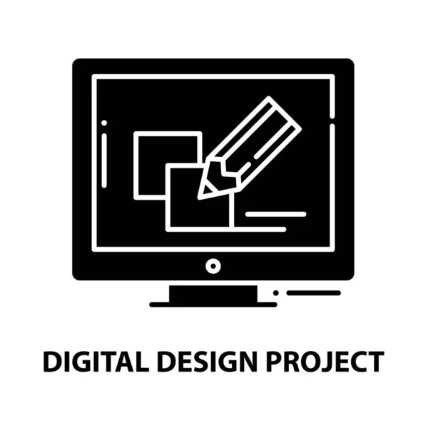 Icono del proyecto de diseño digital, signo de vector negro con trazos editables, ilustración de concepto — Archivo Imágenes Vectoriales