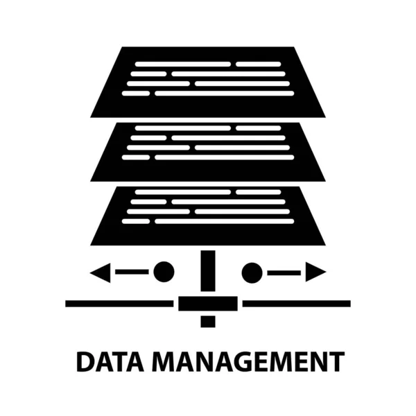 データ管理アイコン編集可能なストロークと黒ベクトル記号コンセプトイラスト — ストックベクタ