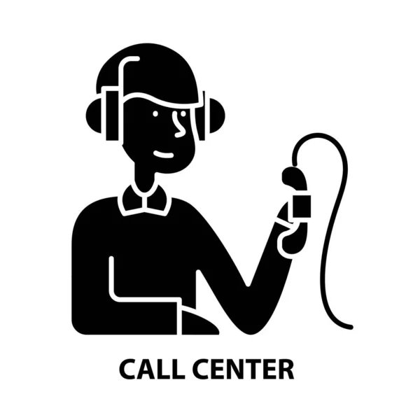 Icône du centre d'appels, signe vectoriel noir avec touches modifiables, illustration de concept — Image vectorielle