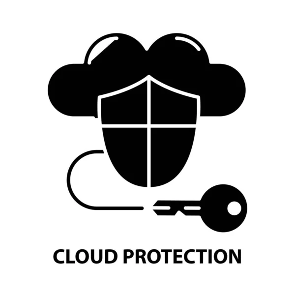 Ikona symbolu ochrony chmury, czarny znak wektora z edytowalnymi pociągnięciami, ilustracja koncepcyjna — Wektor stockowy