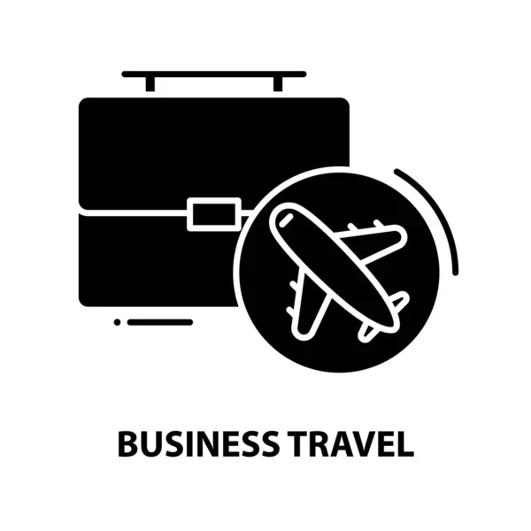 ビジネス旅行のシンボルアイコン編集可能なストロークと黒のベクトル記号コンセプトイラスト — ストックベクタ