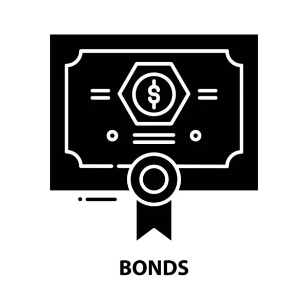 Bonds-Symbol, schwarzes Vektorzeichen mit editierbaren Strichen, Konzeptillustration — Stockvektor