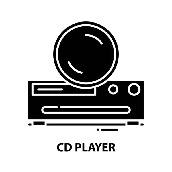 CD-Player-Symbol, schwarzes Vektorzeichen mit editierbaren Strichen, Konzeptillustration — Stockvektor