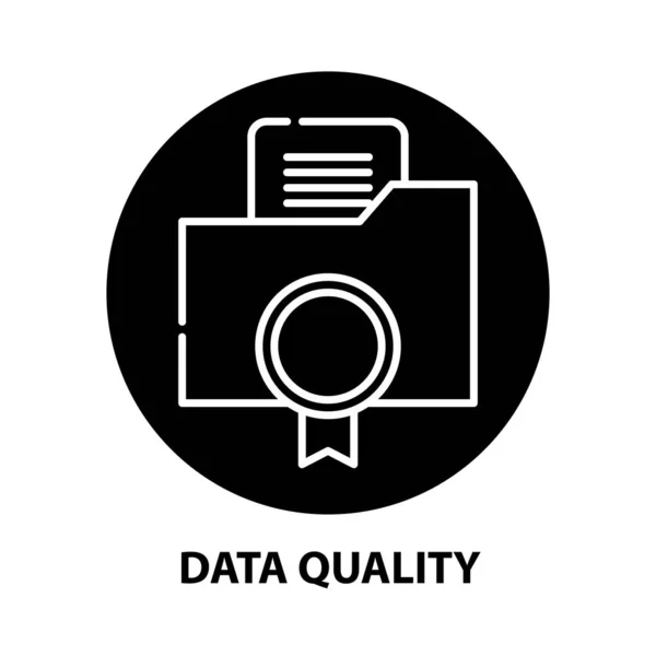 Icona della qualità dei dati, segno vettoriale nero con tratti modificabili, illustrazione concettuale — Vettoriale Stock