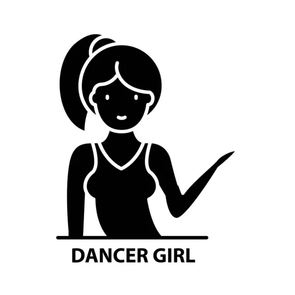 Икона танцовщицы, черный векторный знак с редактируемыми штрихами, концептуальная иллюстрация — стоковый вектор