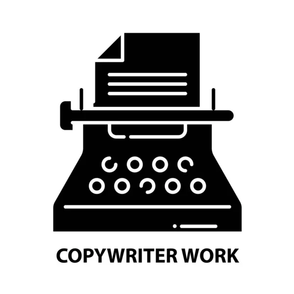Ícone de trabalho copywriter, sinal de vetor preto com traços editáveis, ilustração conceito — Vetor de Stock