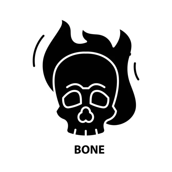 Bone icon, black vector sign with editable strokes, concept illustration — Stock Vector