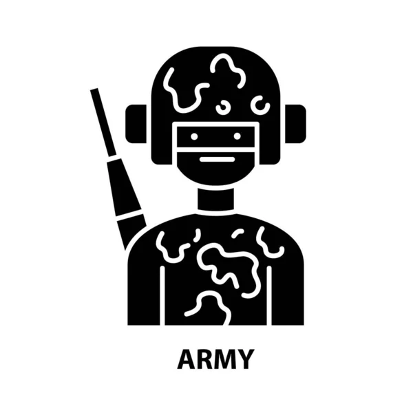 Icône de signe de l'armée, signe vectoriel noir avec traits modifiables, illustration de concept — Image vectorielle