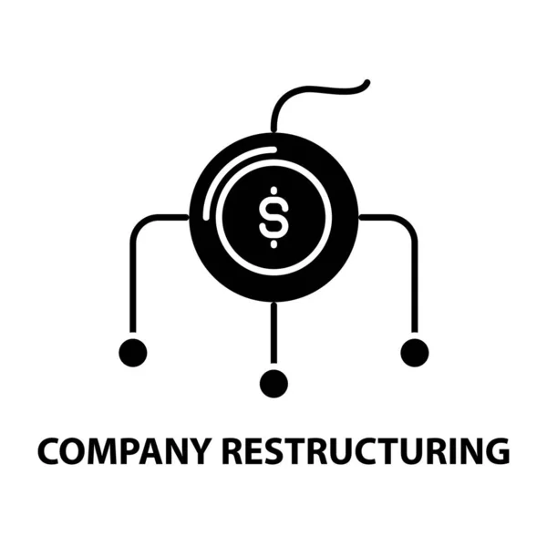 Іконка реструктуризації компанії, чорний векторний знак з зміненими штрихами, концептуальна ілюстрація — стоковий вектор
