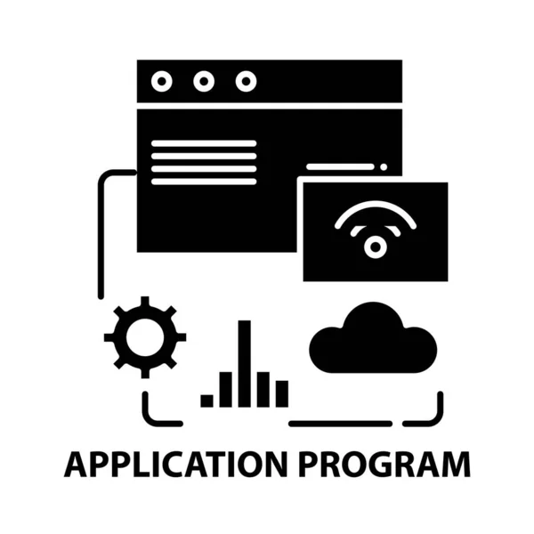 Alkalmazás program ikon, fekete vektor jel szerkeszthető stroke, koncepció illusztráció — Stock Vector